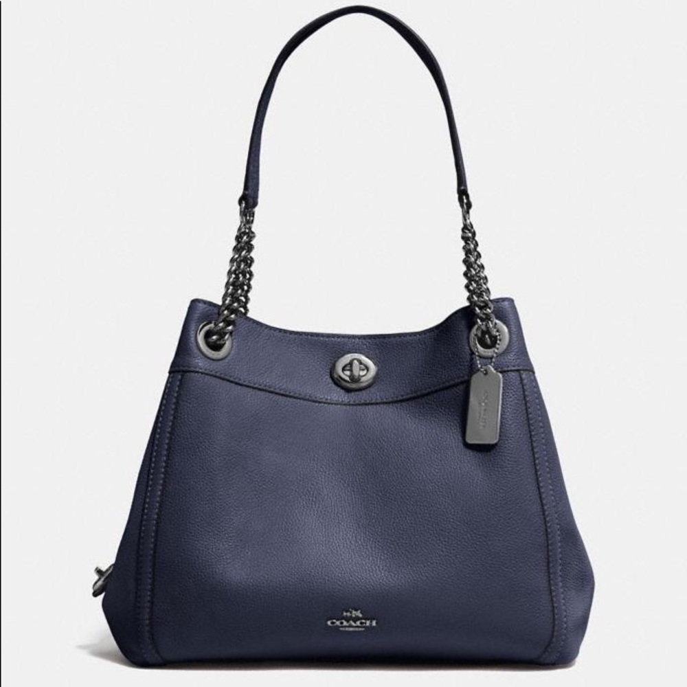 SOLD NWOT Coach Eddie Turnlock Pebble Leather Bag